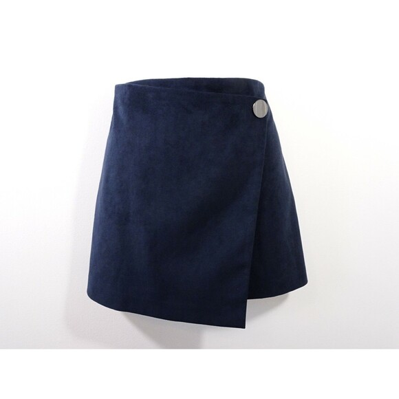 Theory Women's IWG Wrap Skirt Brilliant Navy Fulton Fuax Suede Skirt NWT 195 P - Picture 1 of 12